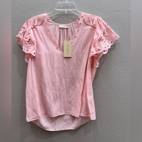 Ramy Brook Womens Top Size XS Pink Candy Rochelle V Neck Flutter Sleeve - Picture 3 of 9